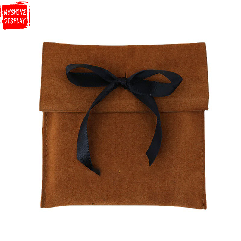Hot Sale Microfiber Jewelry Packaging Pouch And Box 9*9CM Custom Logo Suede Jewellery Pouch bag For Gift Packaging
