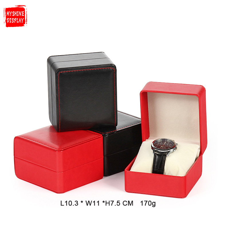 Customize logo pu leather Ornament Ring Watch Packing Display Jewelry Box