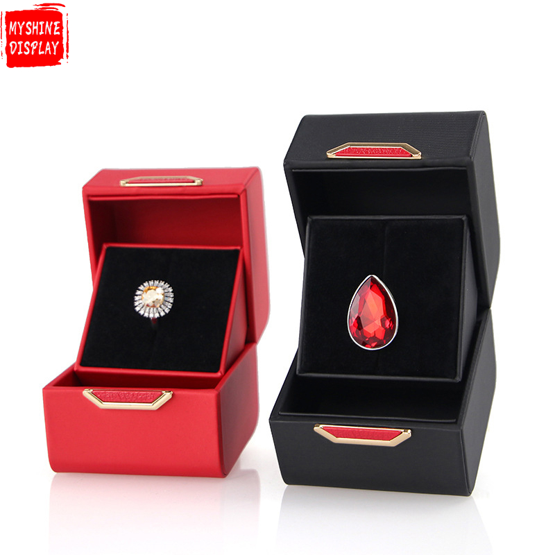 New creative pu double open gem box ring box jewelry birthday Valentine's day gift box manufacturer