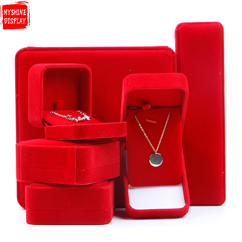Manufacturers round corner flannel jewelry box ring box pendant necklace box earring jewelry box jewelry packaging box