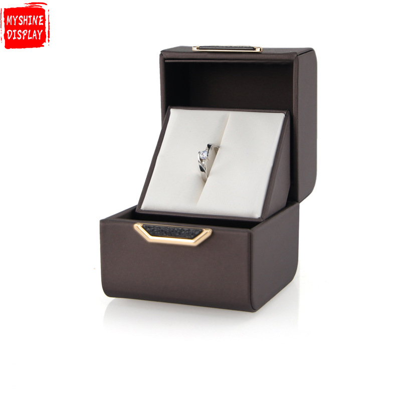 New creative pu double open gem box ring box jewelry birthday Valentine's day gift box manufacturer