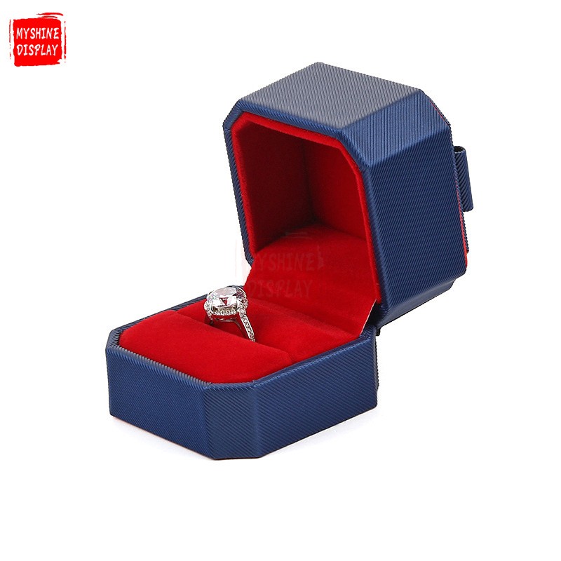 Jewelry Gift Box Octagon Rings Packaging Display Portable Travel pu Ring Jewelry Box
