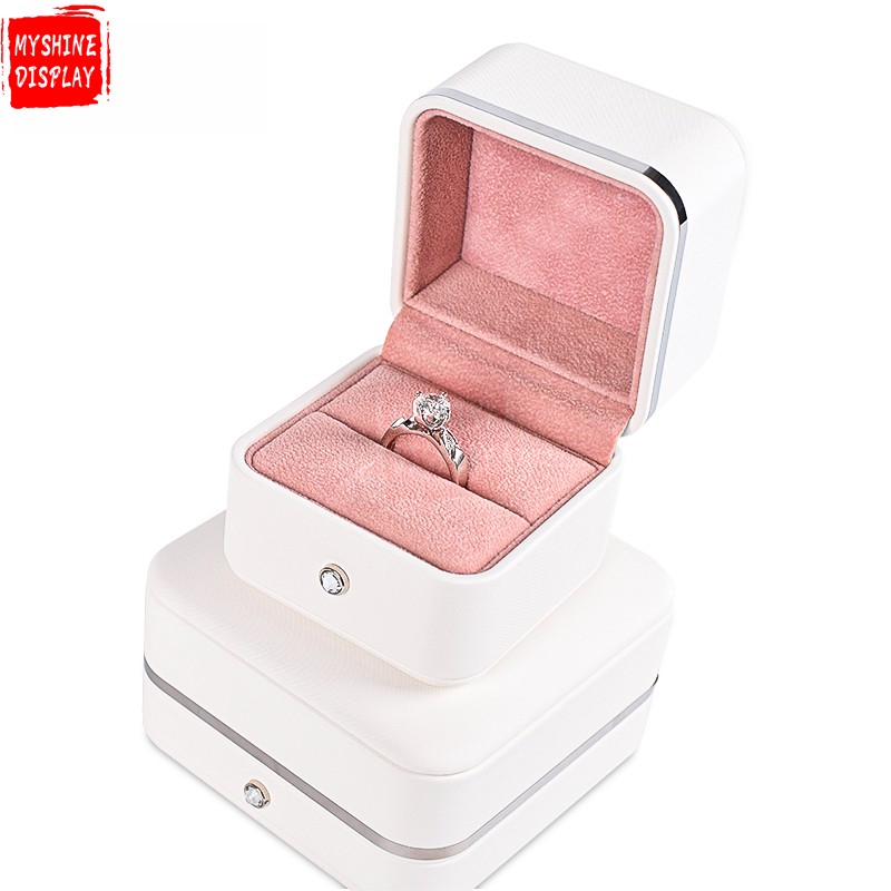 Pink white custom logo luxury jewelry box white jewelry box packaging for jewelry