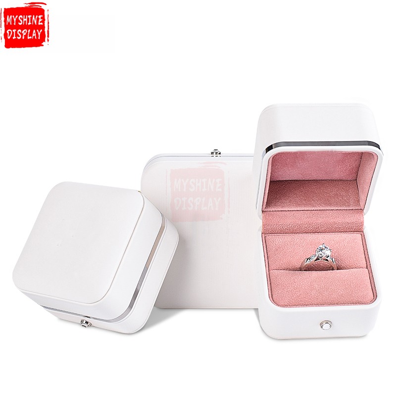 Pink white custom logo luxury jewelry box white jewelry box packaging for jewelry