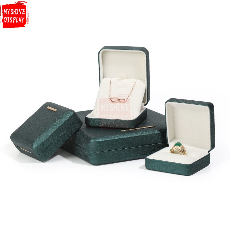 New metal iron embryo jewelry storage box round corner pu leather ring earrings pendant box necklace jewelry box