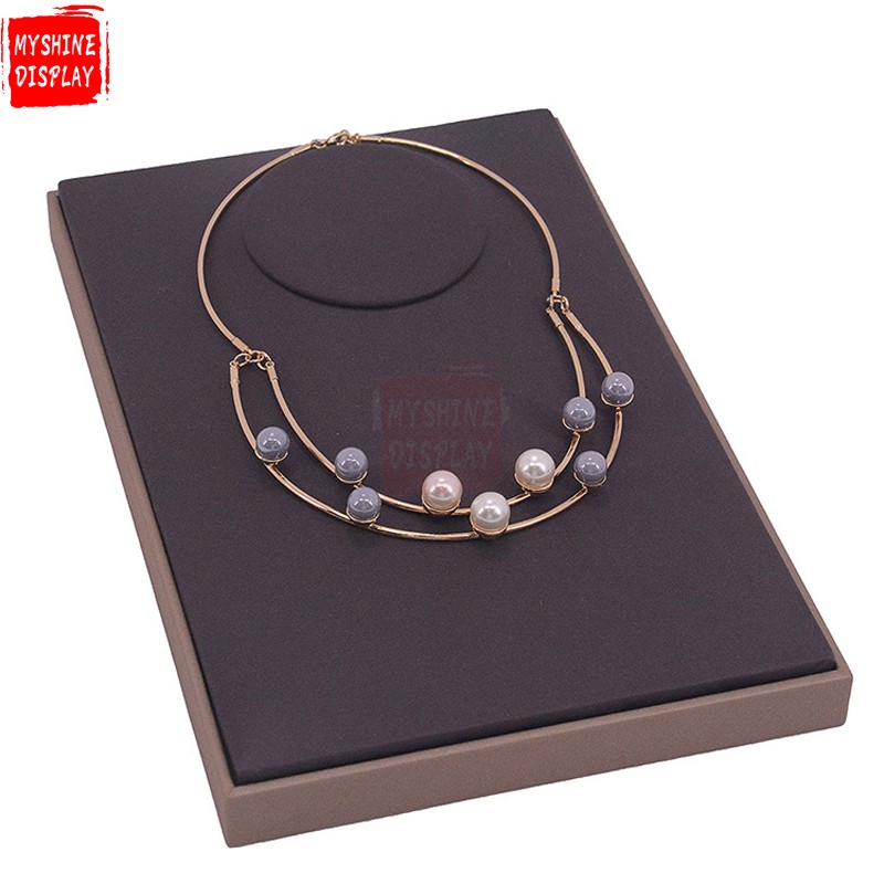 Custom PU Leather Jewelry Display Stand Set Necklace Bracelet Display Stand For Showcase