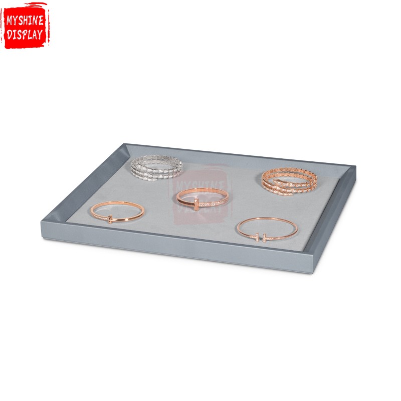 Gray leather microfiber jewellery display tray