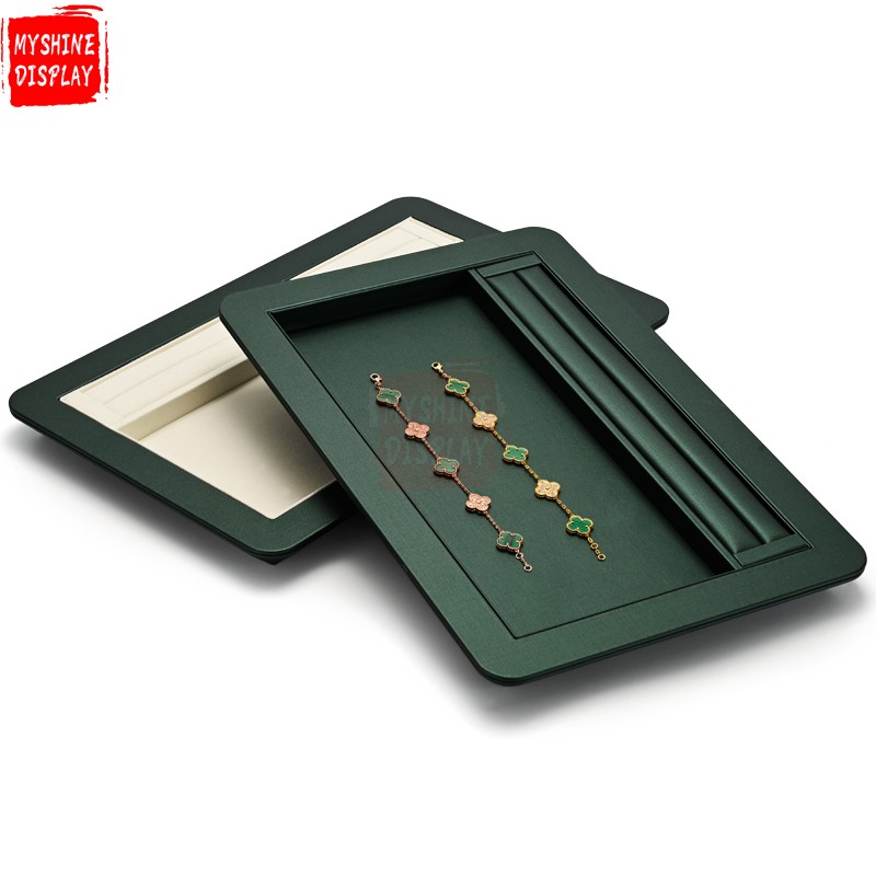 Green cream grey colour jewelry display tray