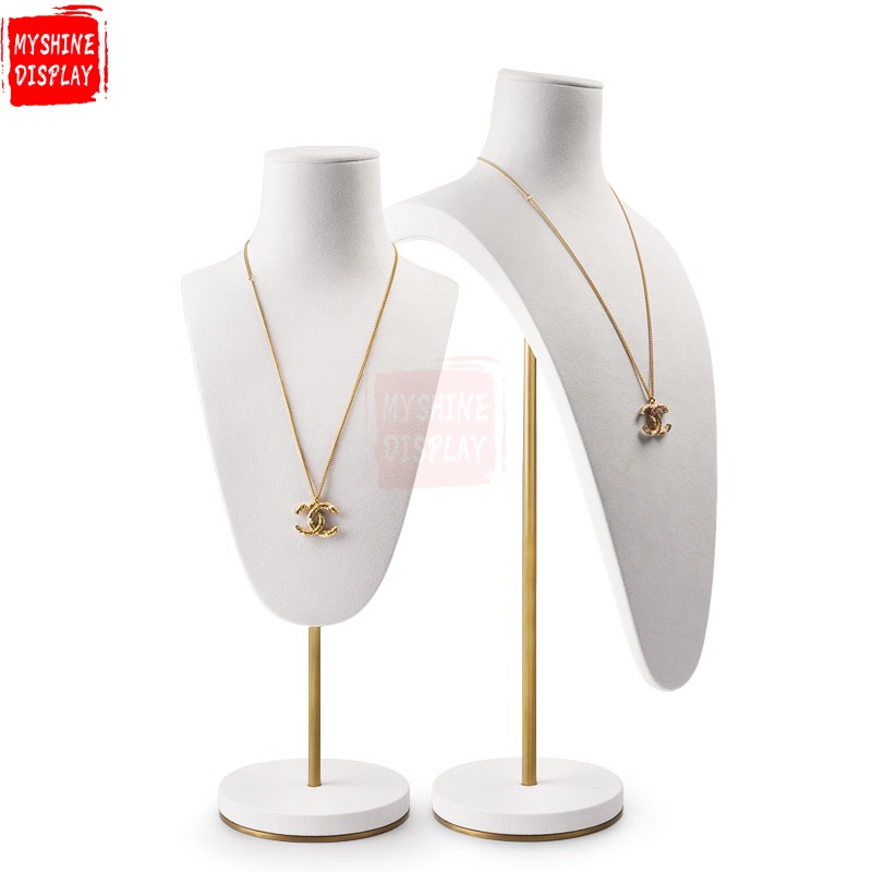 white metal jewelry necklace display stands