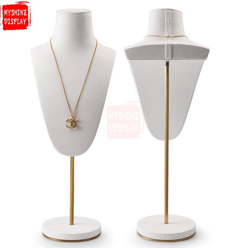 white metal jewelry necklace display stands