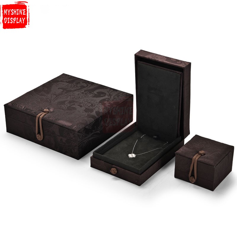 Custom brown silk jewelry packaging box