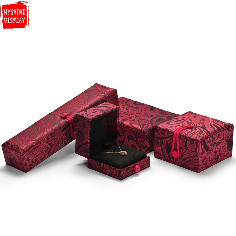 Custom colour unique red silk jewelry packaging box