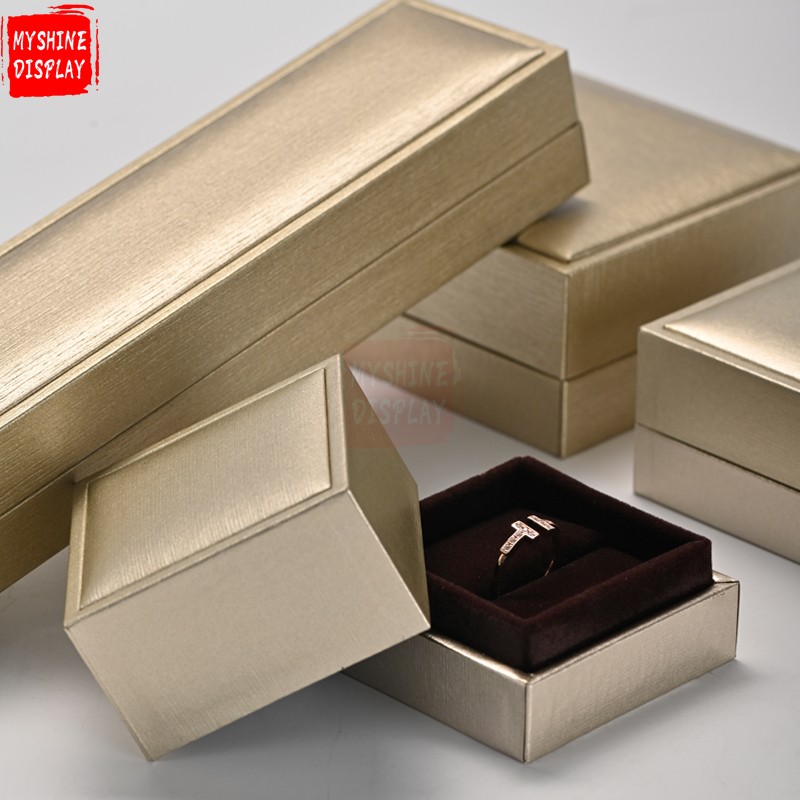 Custom gold PU leather jewellery packaging box