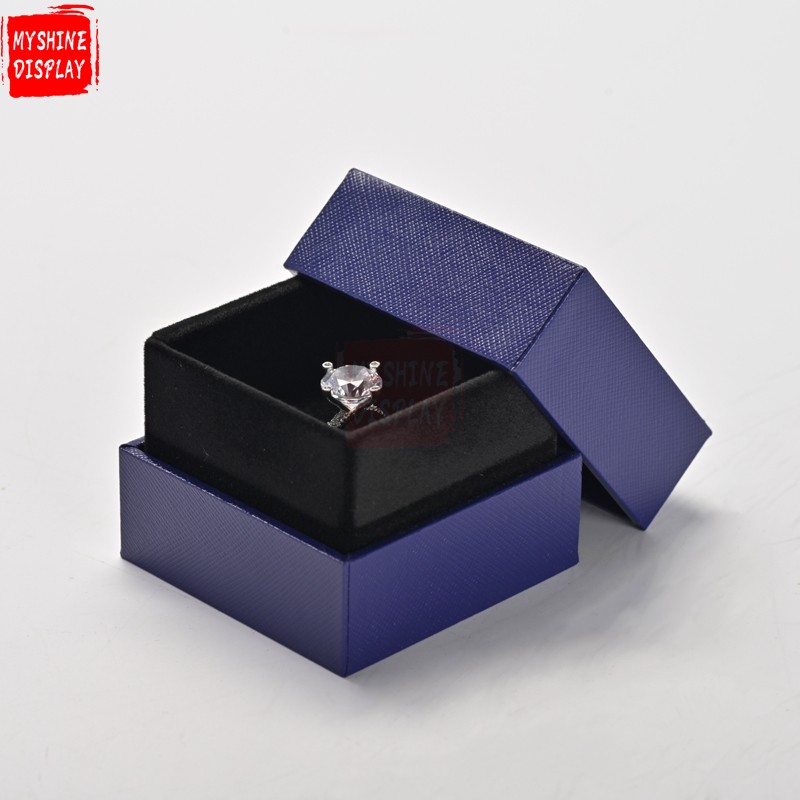 Custom logo blue colour jewelry packaging box