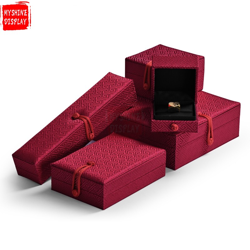 Custom red silk jewelry packaging box