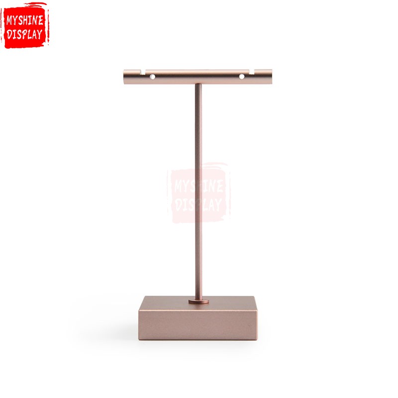 Simple Metal Rack For Earring Jewelry Display Holder Luxruy Black And Rose Gold Metal Earring Display Stand