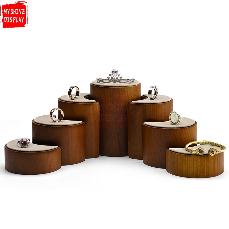 wooden jewellery ring earring display stand