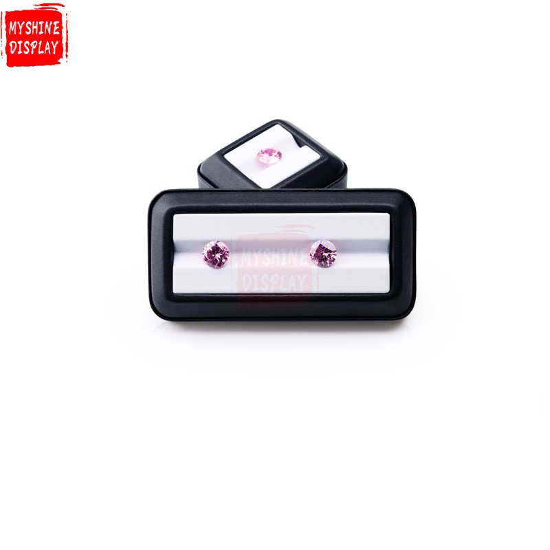 Wholesale factory custom wood crystal holder jewellery dislays packing black leatherette loose diamond display box