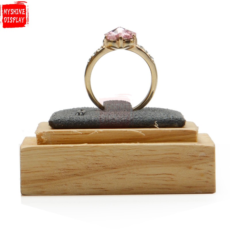 OEM Jewellery Display Stand With Microfiber Insert Solid Wood Jewelry Ring Display Holder
