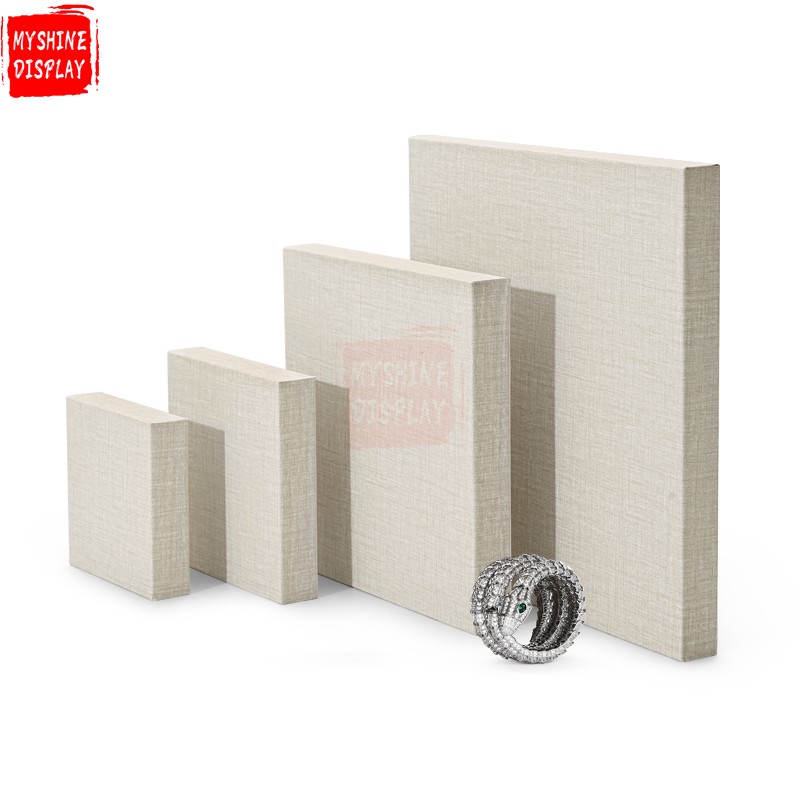 Beige PU leather block jewellery display set matched freely