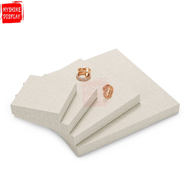 Beige PU leather block jewellery display set matched freely