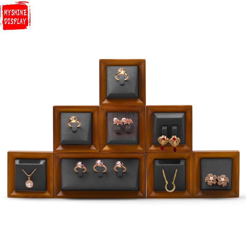 Luxury wooden jewellery window display stand set
