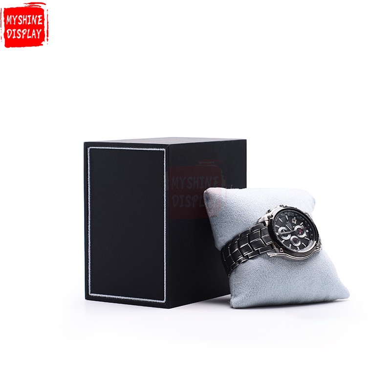 Luxury Custom Logo Black Color Men Women Watch Box With Suede Insert Drawer Boxes
