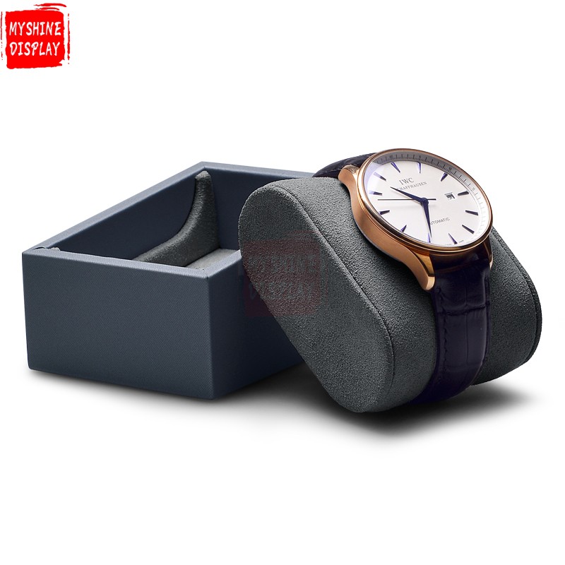 Leather microfiber gray jewelry display exhibitor for watch bangle bracelet