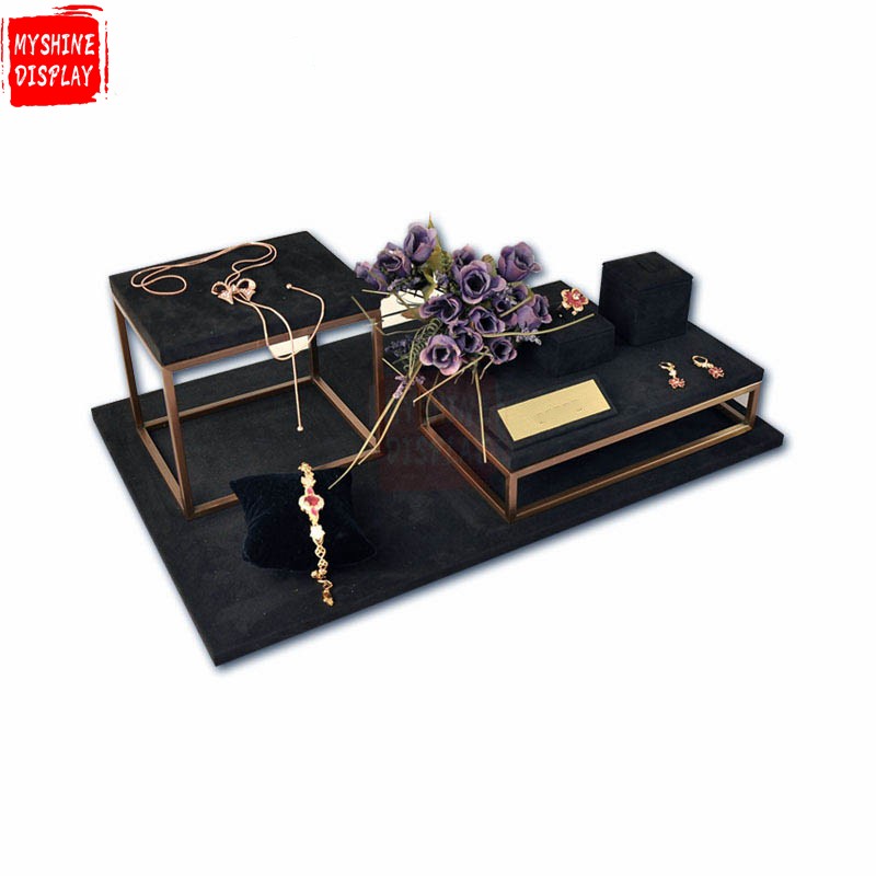 compact delicate simple but luxury dark color metal elements wedding window display sets