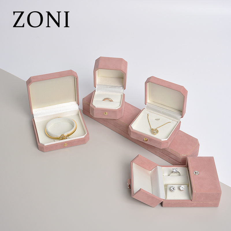 Custom Logo  velvet Jewelry Box Luxury ring  Bracelet Necklace suit Box Jewelry Packaging box
