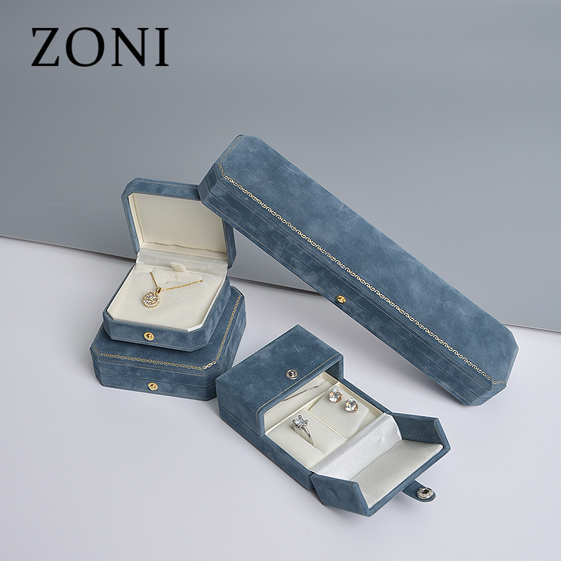 Wholesale Custom Logo velvet Jewelry Box Luxury Earring Bracelet Necklace Ring Box Jewelry Packaging box