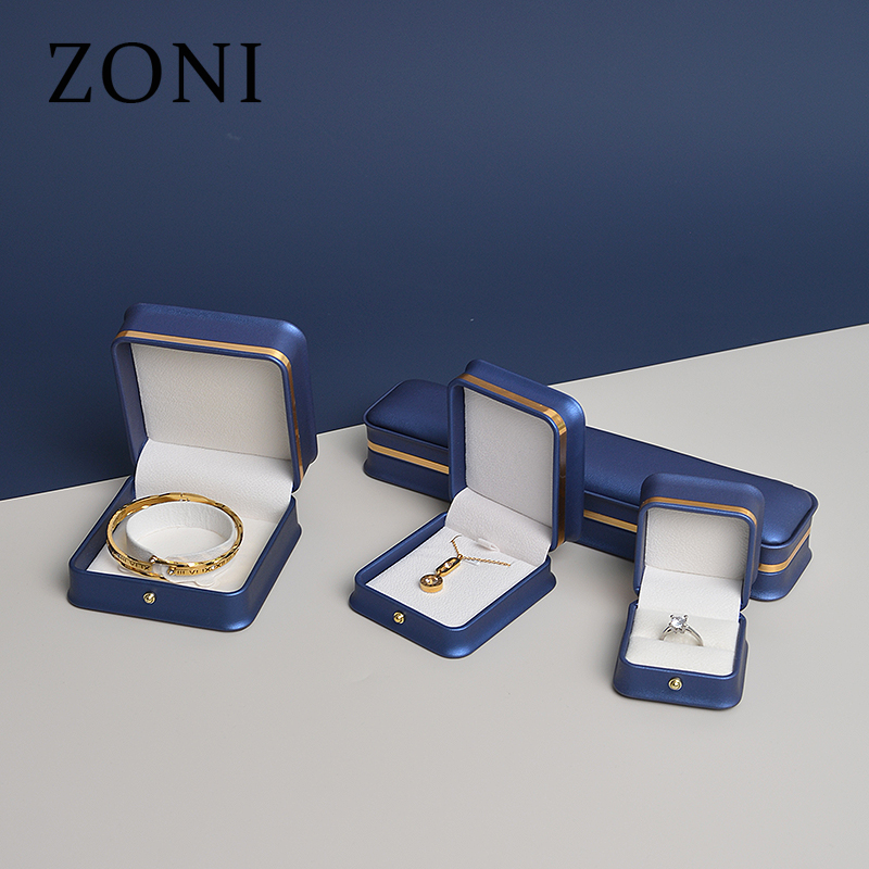 ZONI Wholesales Oem Logo Customized Luxury Pu Leather Ring Earring Bracelet Necklace Jewelry Box Packaging