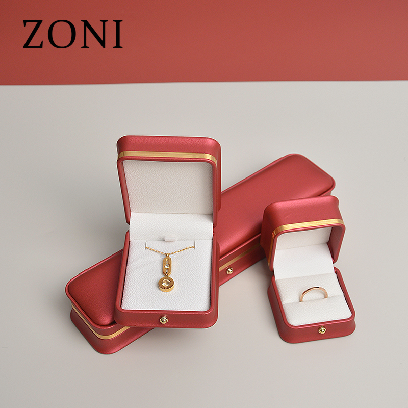 ZONI  PU Leather Jewelry Box custom Luxury Earring Bracelet Necklace Ring Box Jewelry Packaging Box