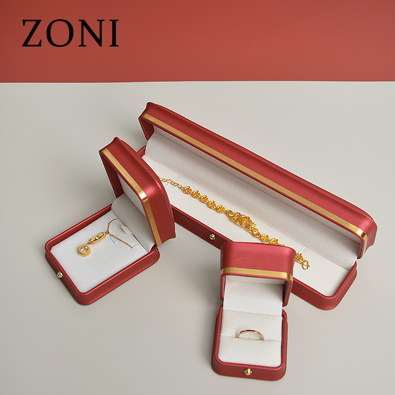 ZONI  PU Leather Jewelry Box custom Luxury Earring Bracelet Necklace Ring Box Jewelry Packaging Box