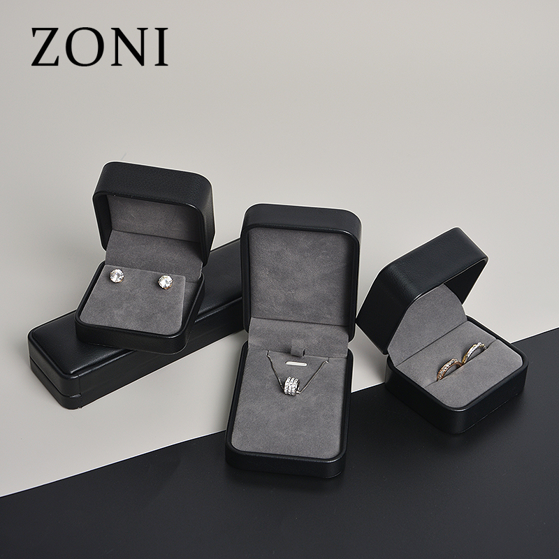 ZONI Wholesale High End Luxury Pu Leather Jewelry Box Custom Logo Elegant Jewelry Packaging Box