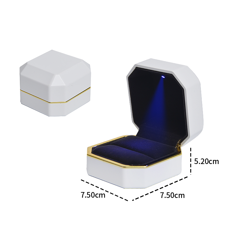 High-end octagonal led light jewelry box creative jewelry ring necklace box paint packaging luminous gift box