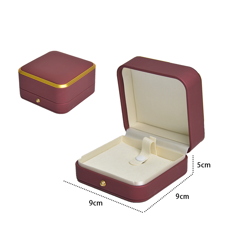 ZONI custom Luxury Red PU leather bangle Box bracelet earring ring jewelry box