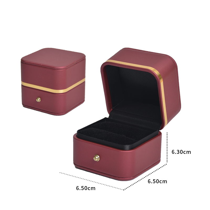 2022 Pretty Red  Pu Leather Ring Box Pu Leather Jewelry Box Leather Jewelry Packaging