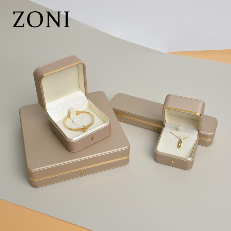 ZONI High End  Gold Pu Leather Ring Box Pu Leather Jewelry Box Leather Jewelry Packaging