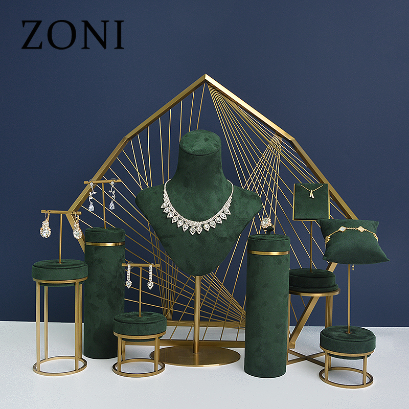 ZONI Custom Luxury Microfiber Jewelry Display Custom Jewelry Display Stands For Counter Window Ring Necklace Bracelet Stands