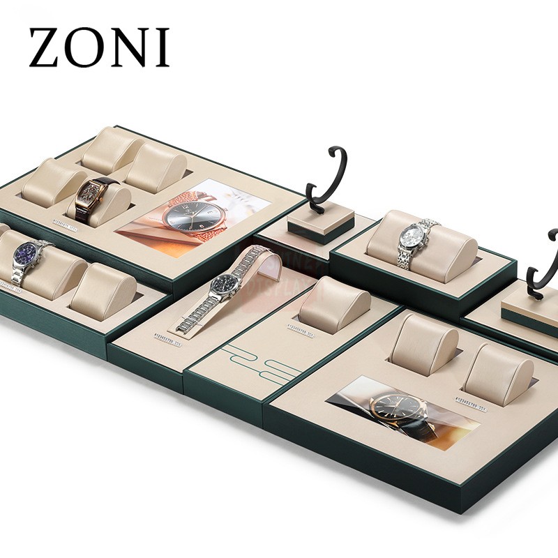ZONI High Quality  Factory  Pu Leather   Jewelry Display Stand For Earrings Ring Necklace Jewelry Display Set In Stock