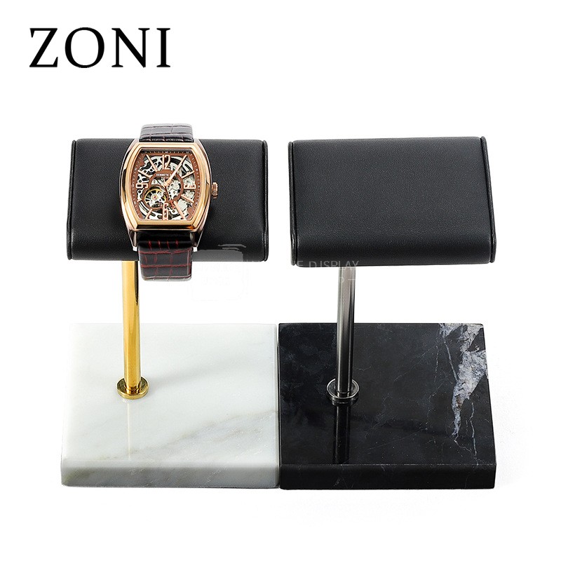ZONI  High-end Watch Bracelet Bangle Display Stand  Black Marble Metal Leather Watch Holder