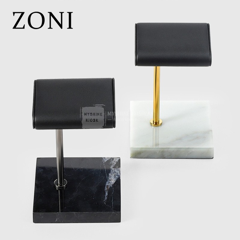 ZONI  High-end Watch Bracelet Bangle Display Stand  Black Marble Metal Leather Watch Holder